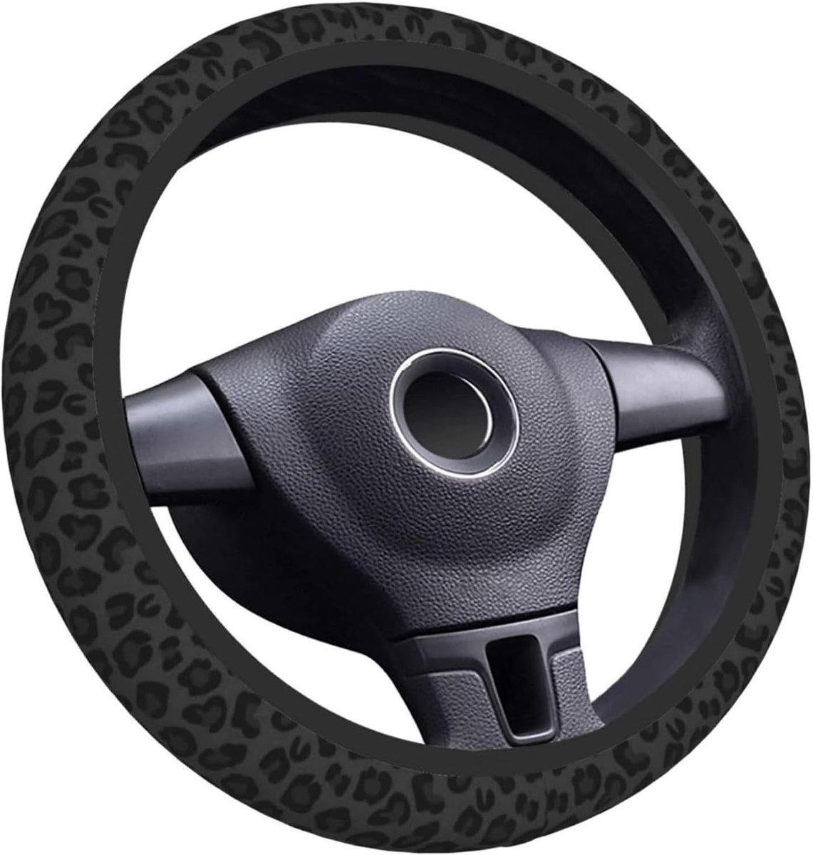 Zwarte Luipaardprint Stuurhoes van Neopreen - Antislip, Ademend en Geschikt voor Auto's en Trucks, Perfecte Auto Accessoires