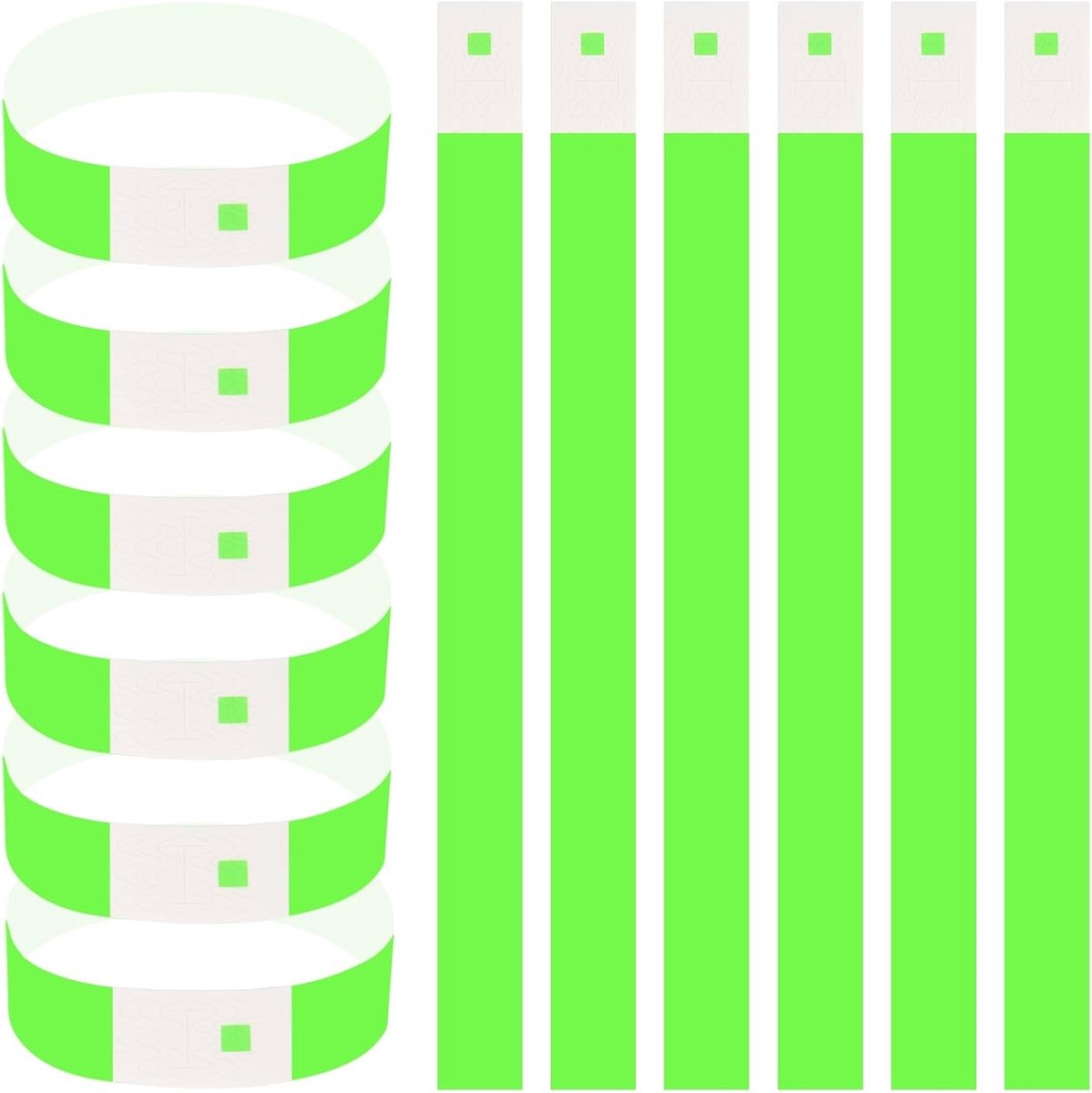 600 Stuks Toegangsbanden - Afdrukbare Waterdichte Festivalbanden, Plastic Polsbandjes voor Evenementen, Controlebanden, 25 x 2 cm (Groen)