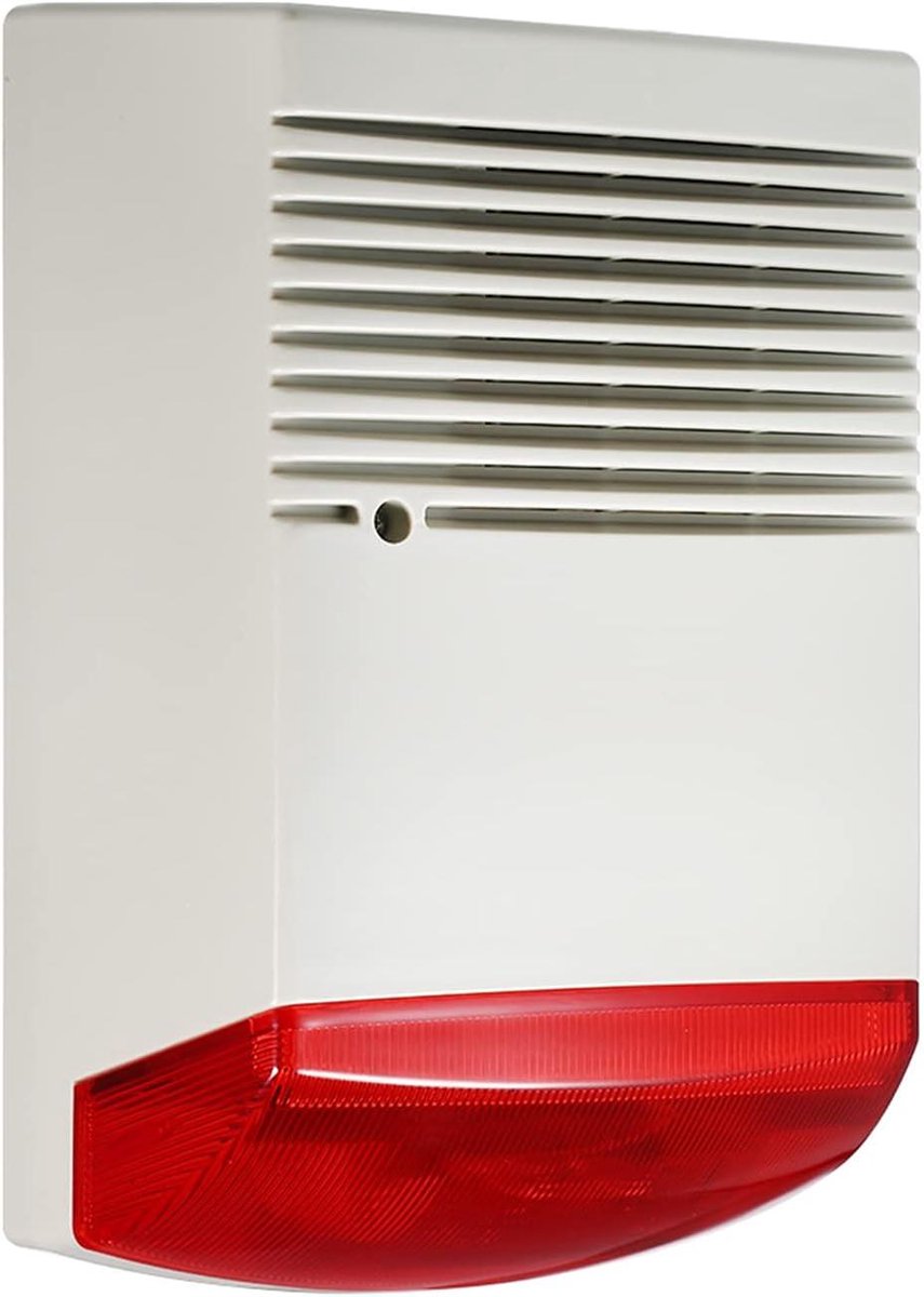 Bedrade Sirene - Alarm Geluid - Beveiliging Huis - Luid 120dB Strobe - 28 x 19.8 cm - Rood Grijs