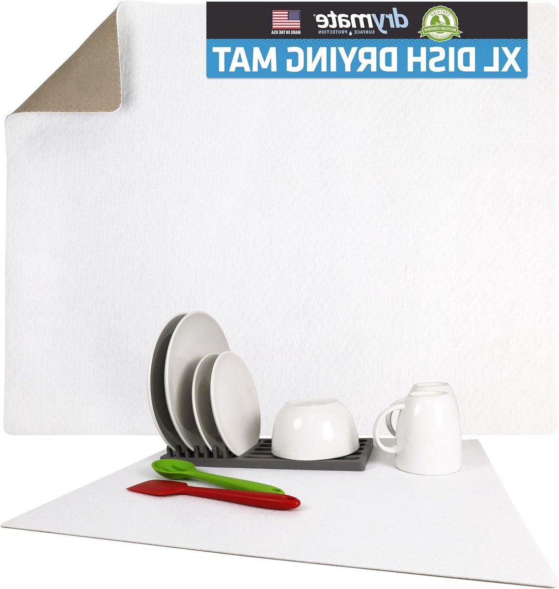 Afdruiprekmat - Keukenmat - Aanrecht Drogen - Super Absorberend - XL 48x60cm - Wit