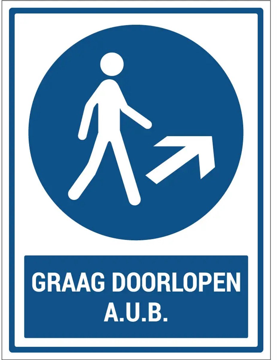 Graag doorlopen aub bord met tekst | gecoat dibond materiaal | 40 x 30 cm