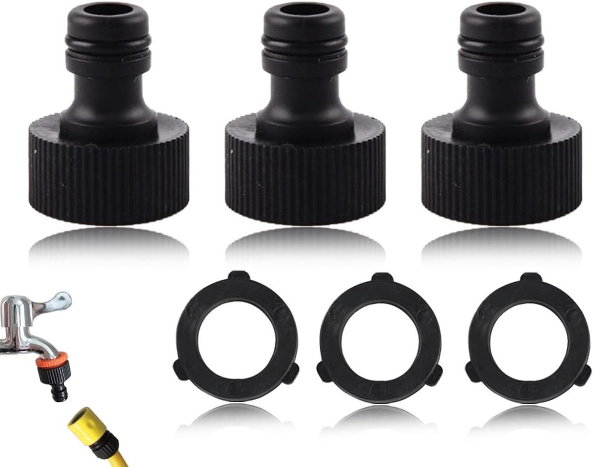 3-delige 3/4 inch tuinslang snelkoppeling, kraanverbinding met vrouwelijke draad, adapter voor tuinaccessoires en waterbesparing