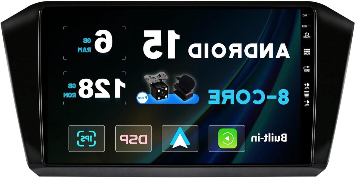 Autoradio Android - Auto Multimedia - Navigatie Muziek - Draadloze CarPlay - 10.1 Inch - Zwart