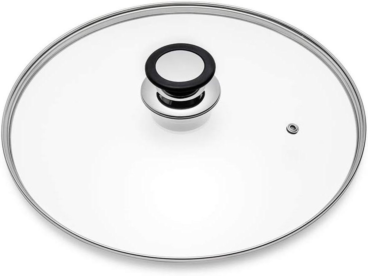 Glazen Deksel - Pandeksel - Koken - Met Siliconen Ring - 24 cm - Zilver