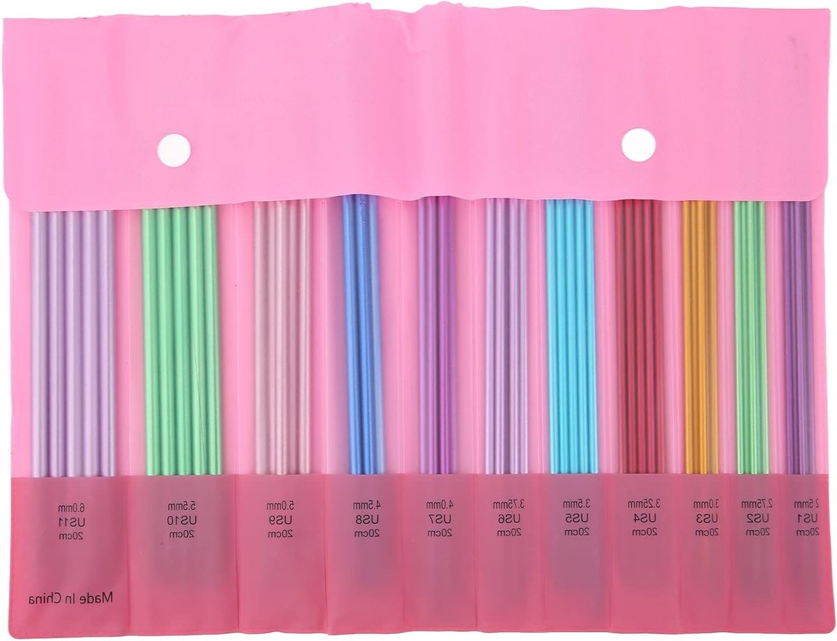 Kleurige Breinaalden Set van 55 Stuks, Rechte en Dubbelpuntige Naalden in Diverse Maten van 2.5mm tot 6.0mm, Ideaal voor Beginners en Ervaren Breiers, Perfect voor Moeders en Kinderen