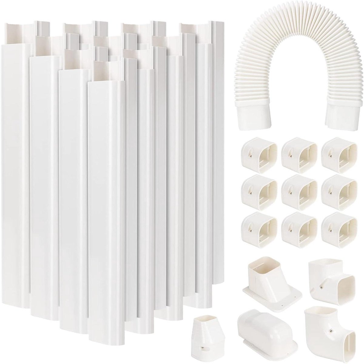 Lijn Cover Set - AC Leiding Bescherming - Buiten Airco - Weerbestendig PVC - 3 Inch Breed - Wit