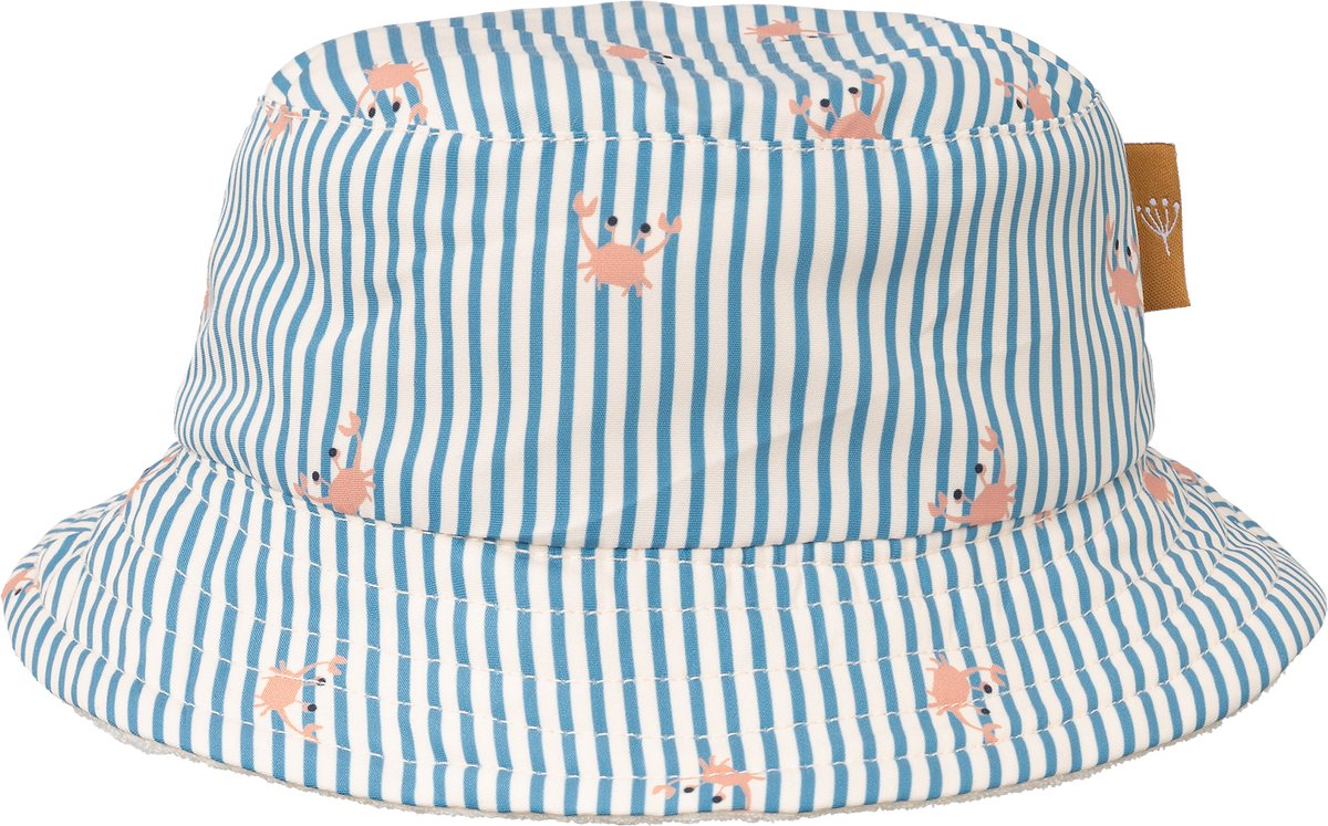 Fresk UV 50+ Zonnehoed voor kinderen 62 – Beschermende Reishoed – Hoofdbescherming Jongens - Blauw - Stripes & Crabs