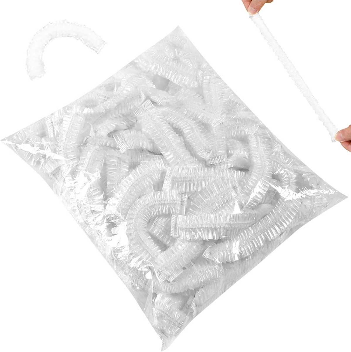 Voedselzakken - Vershoudfolie - Voedsel bewaren - Elastische sluiting - 100 stuks - Transparant