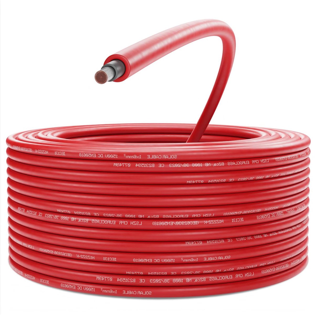 Zonnekabel 6mm² - PV kabel - Zonne-energie installatie - UV-bestendig halogeenvrij - 100 meter - Rood