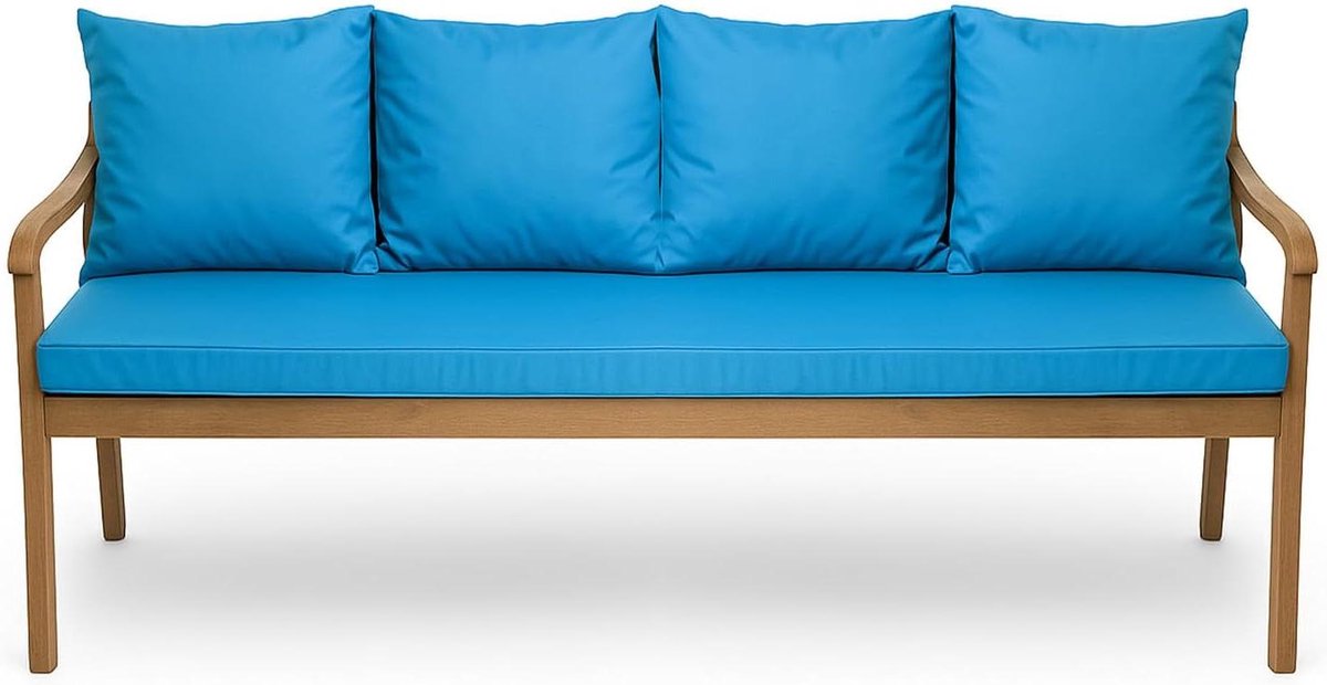 Tuinbank Kussen - Dubbelzijdig Zitkussen - Buiten Ontspannen - Waterafstotend Materiaal - 180x60x50 cm - Blauw