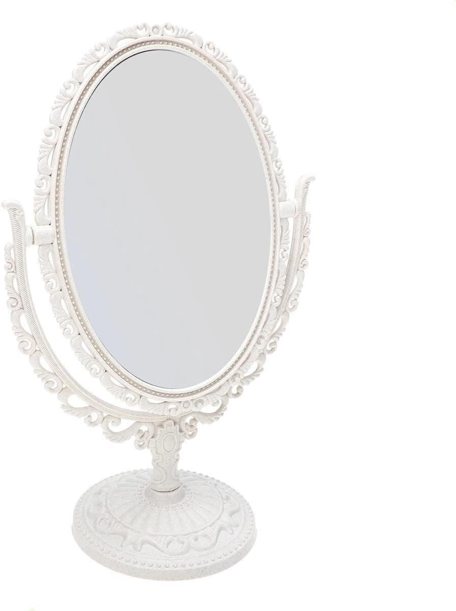 Make-up spiegel - Dubbelzijdige spiegel - Make-up aanbrengen - 360 graden draaibaar - 29 cm hoog - Beige