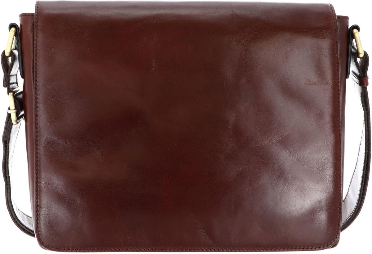 Schoudertas M - Laptoptas Heren - Dagelijks Gebruik - Gevoerd Laptopvak - 32 x 25 cm - Roodbruin