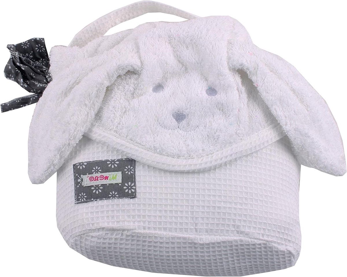 Badhanddoek met capuchon - Kinderbadjas - Baby badtijd - Draaggrepen voor veilig afdrogen - 80 x 135 cm - Wit
