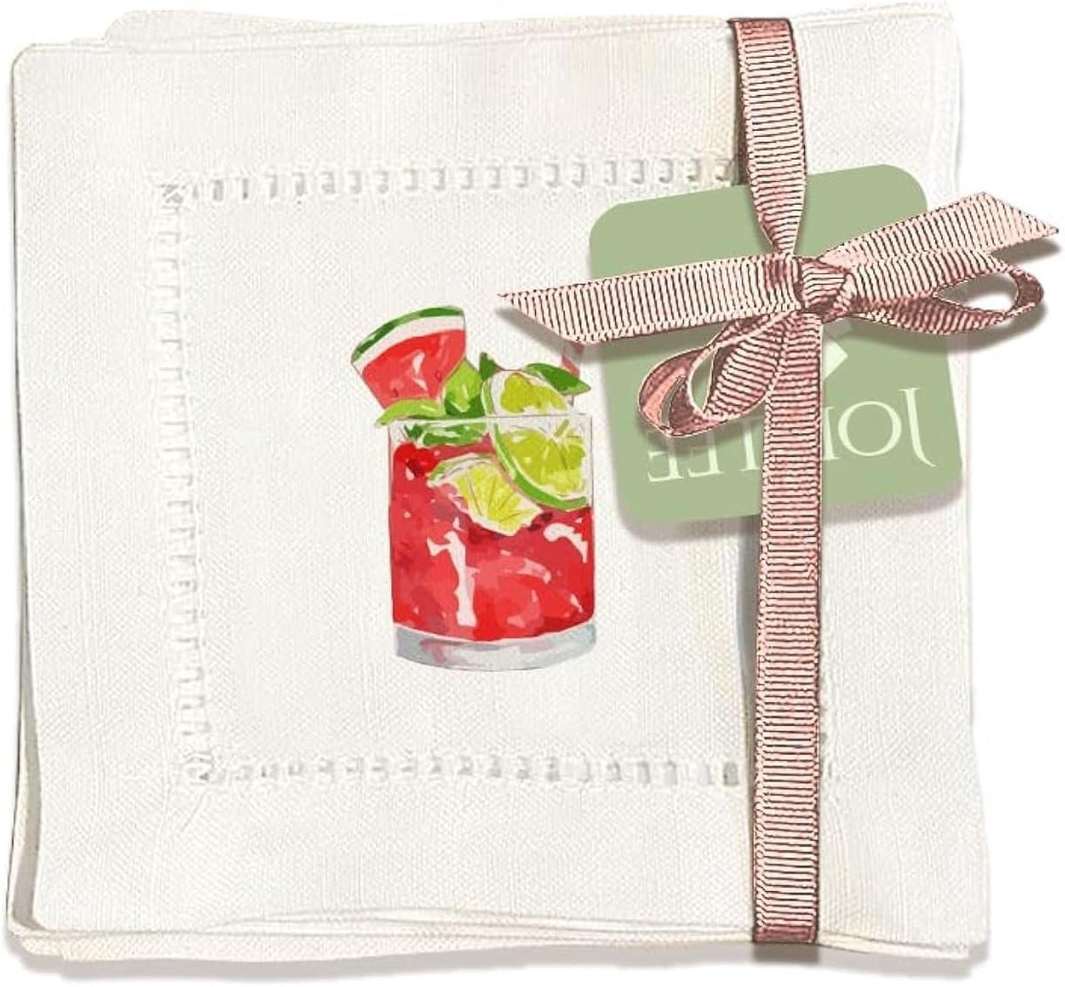 Cocktail Servetten - Linnenlook Doekjes - Tafel Dekken - Handgemaakte Detail - 6 Stuks 15x15cm - Wit