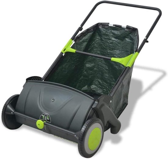 Gazonveegmachine Opvangwagen - Bladverzamelaar Tuin - Gazon Onderhouden - Verstelbare Hoogte - 103 Liter - Zwart Groen — afbeelding 5