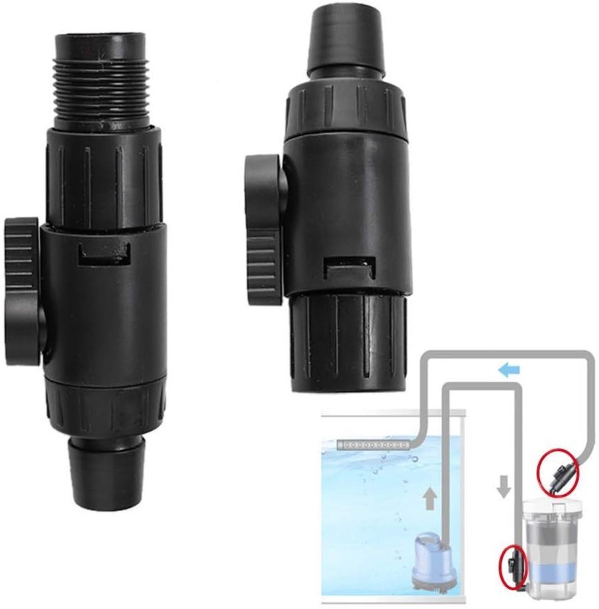 Aquarium Waterflow Regulator met Snelle Ontkoppeling voor 16mm Slangen in Visvijvers