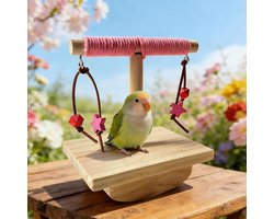Vogel Zitstok - Speelgoed Vogelkooi - Vogel Vermaken - Stabiel Swingend Ontwerp - 14 x 10 x 14.5 cm - Roze
