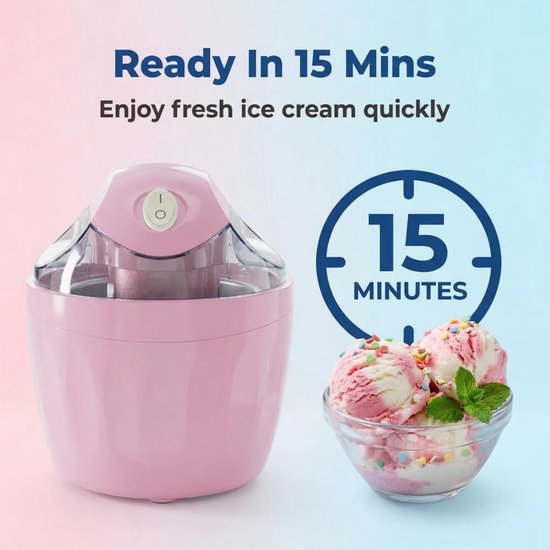 Ijsmachine - Roomijsmachine - Sorbetmaker - Mini ijsmachine - Zelf ijs maken - Binnen 15 minuten - Voor gelato, sorbet en yoghurt - Voor in de keuken en thuisgebruik -Perzikkleur van Merkloos — afbeelding 4