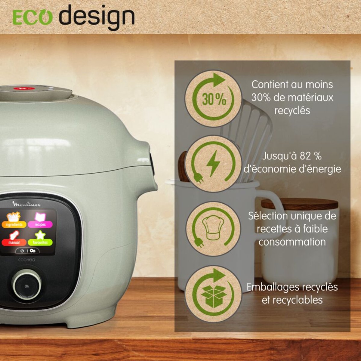Moulinex Cookeo Mini Eco CE88E310 Slimme Multicooker 3L 6 Programma's Eco-Design thumbnail 5