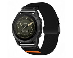 By Qubix - Geschikt voor Garmin bandje - 22mm Quickfit - Nylon bandje met parachute sluiting - Zwart - Geschikt voor Garmin Forerunner 745 / 935 / 945 / 955 / 965