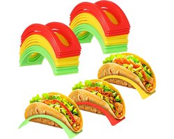18 Stuks Kleurrijke Taco Houders – Stapelbare Kunststof Taco Standaarden, Vaatwasserbestendig – Voor Feesten, Gezinsmaaltijden en Restaurants