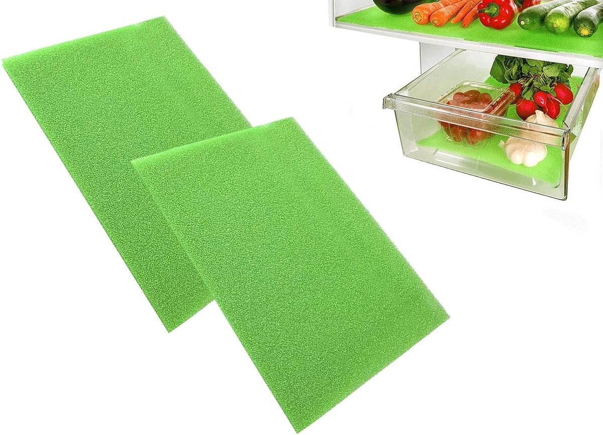 Koelkast Lade Voeringen - Koelkast Matten - Voedsel Vers Houden - Schimmelwerend Vocht Absorberend - 2 Stuks - Groen