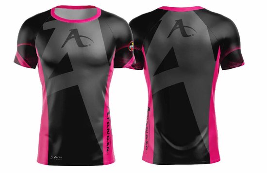 T-shirt Arawaza | Dry-Fit | Zwart / Roze (Maat: S)