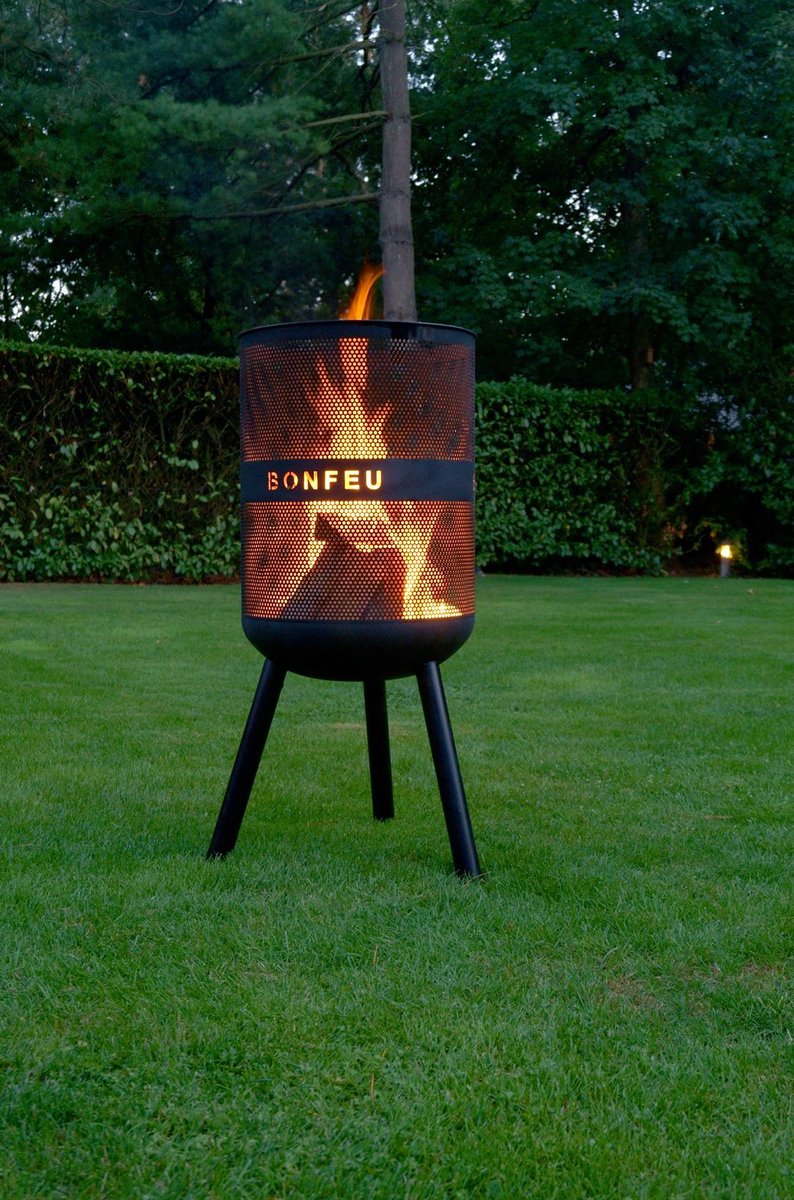 BonFeu BonVes Fire Basket 45 cm - With Grill Grate and Poker - Black