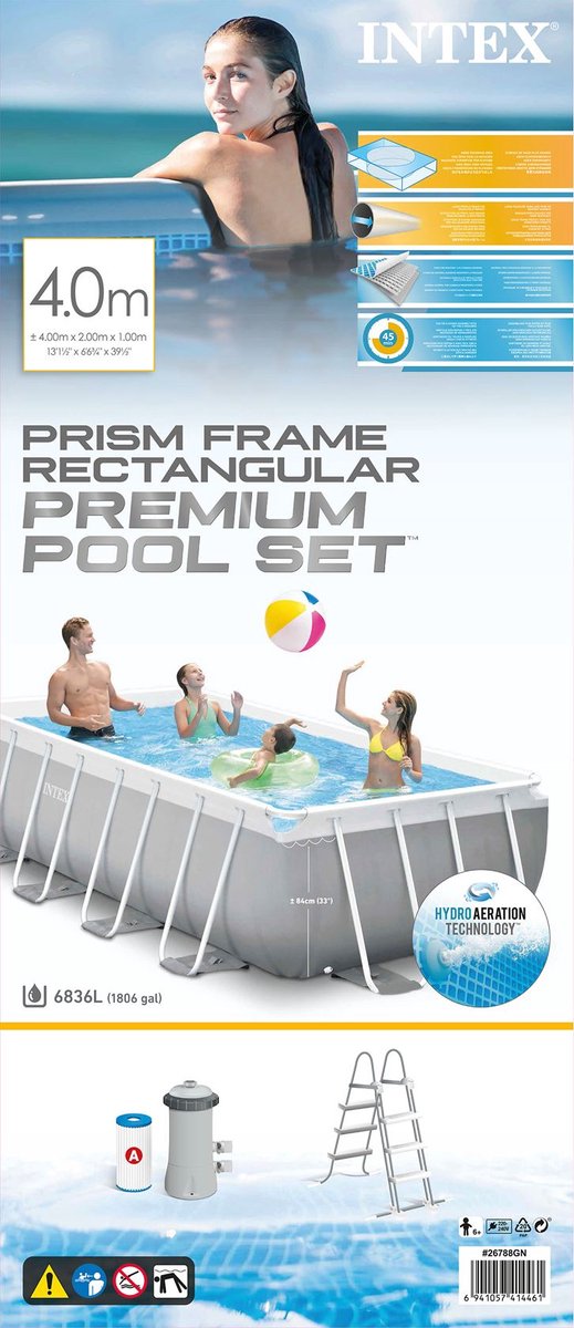 Intex Prism Frame Rechthoekig Opzetzwembad Set - 400 x 200 x 100 cm - Met filterpomp — afbeelding 11