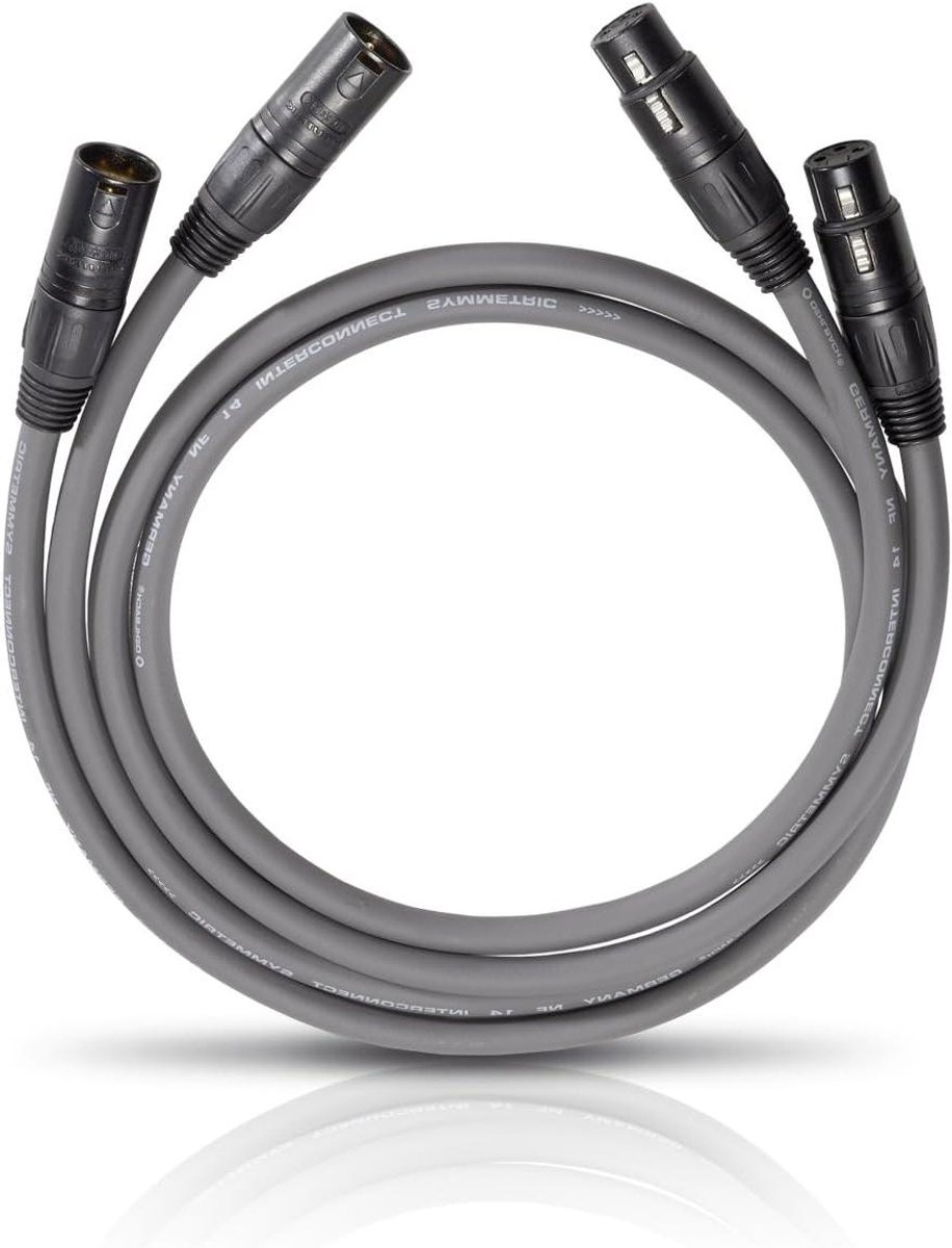 Audiokabel XLR - XLR Kabel Set - Hifi Bekabeling - Verzilverde Geleiders - 2 x 175 m - antraciet