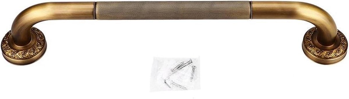 Douchegreep Messing - Badkamer Handgreep - Veiligheid in Badkamer - Antieke Stijl Gesneden - 48.5 cm - Geel