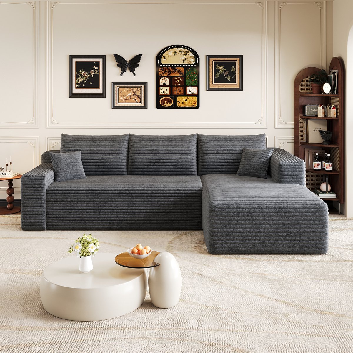MODFU Hoekbank - Modulair En Zonder Montage - Minimalistisch - Voor Woonkamer - Ribstof -