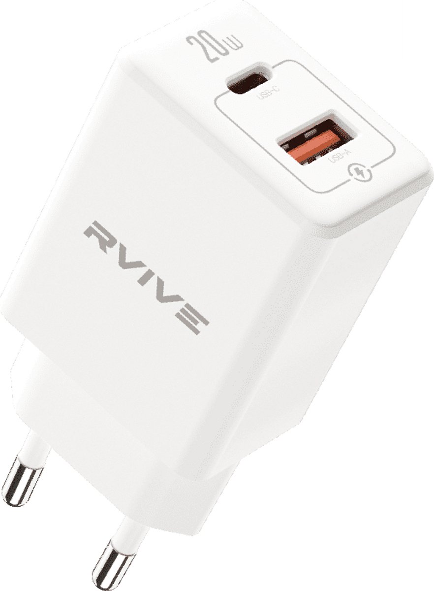 Rvive - 20w Fast Charging USB-A & USB-C Home Charger - Wit