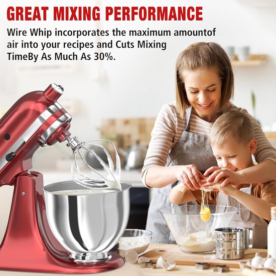Mixer Accessoires Set - Keukenmachine Onderdelen - Bakken en Koken - Roestvrijstaal Vaatwasmachinebestendig - 4.5-5 Quart - Zilver — afbeelding 3