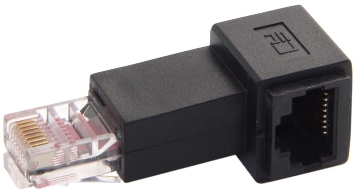 Ethernet Netwerk Adapter - LAN Verlenging Hoekig - Netwerk Uitbreiding - 90 Graden Hoekig - 10 cm - Zwart