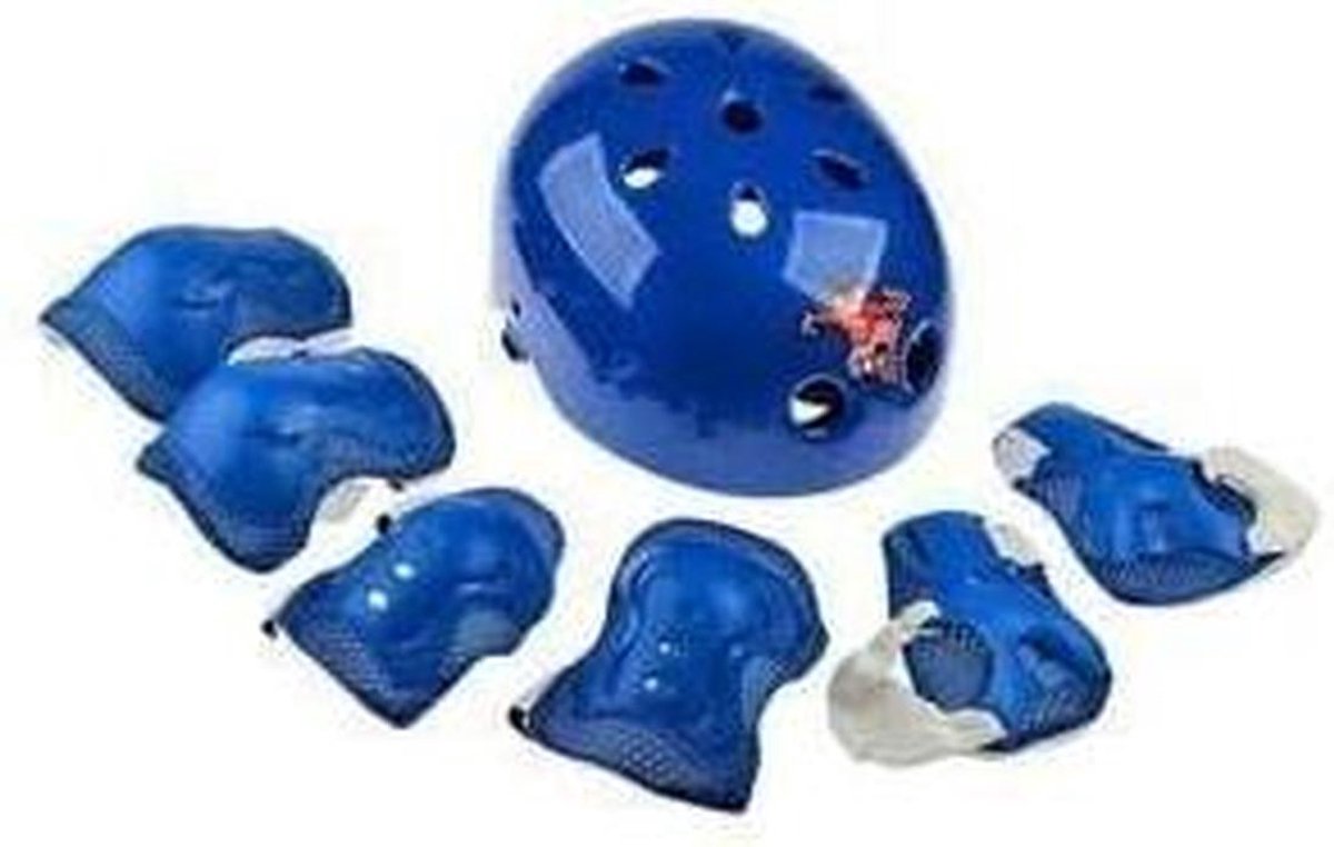 Beschermende Set - Helm en Pads - Veilig Sporten - Verstelbare Maat - 7 Stuks - Blauw