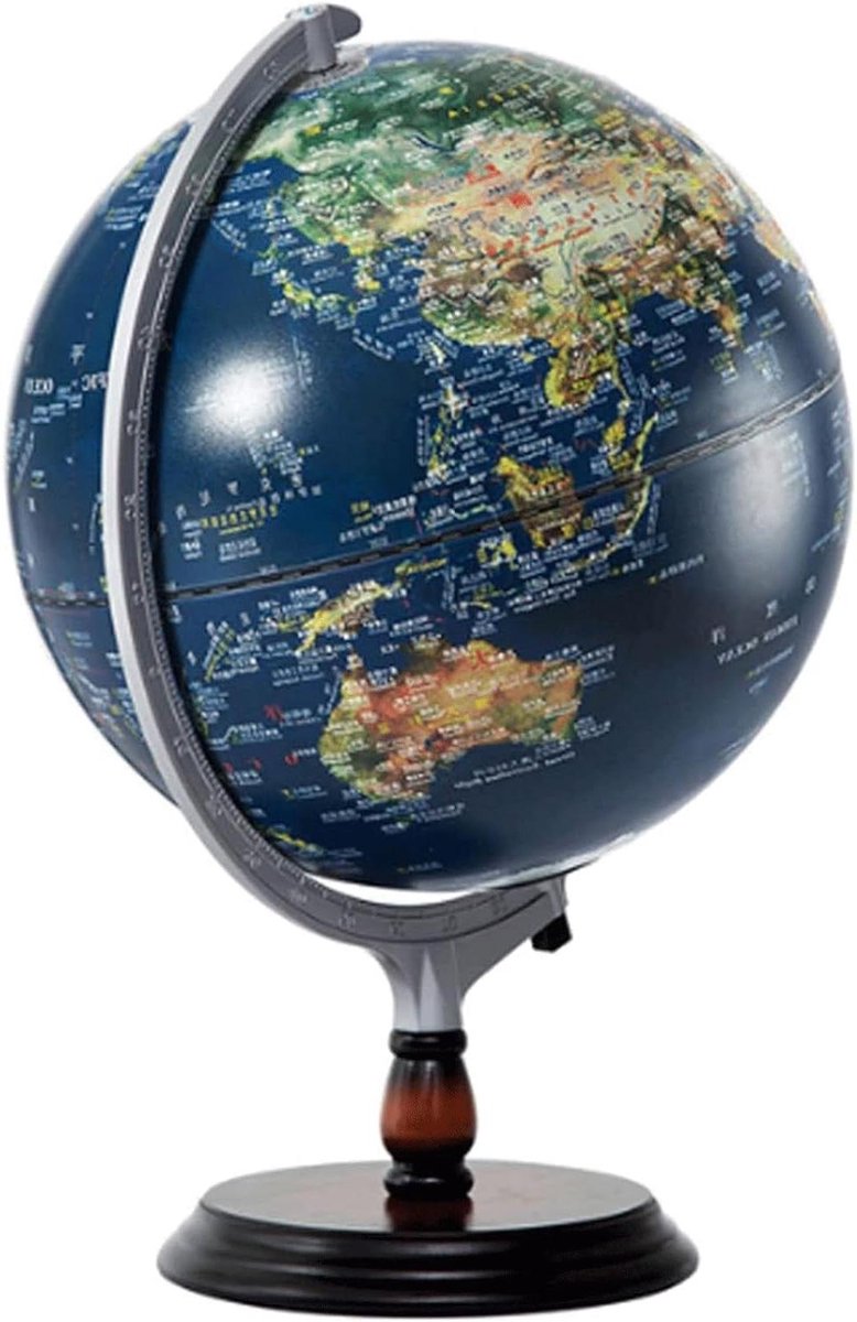 Wereldbol met LED - Aardbol Educatief - Leren Geografie - 3D Reliëf - 25 cm Diameter - Meerkleurig