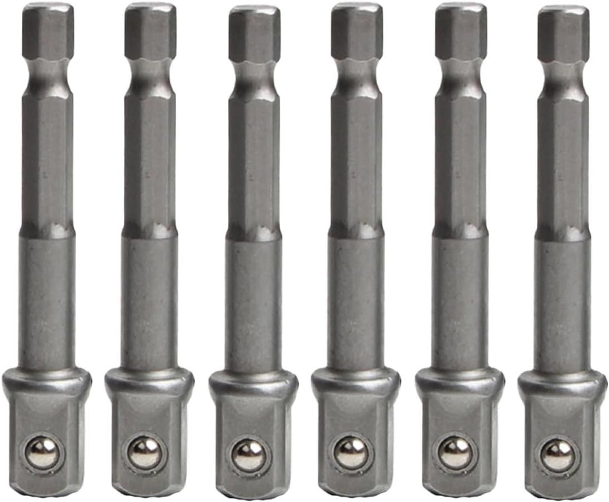 Socket Adapter Set - Bit Adapters - Klus Klussen - Vierkante Drive - 6 Stuks - Zilverkleurig