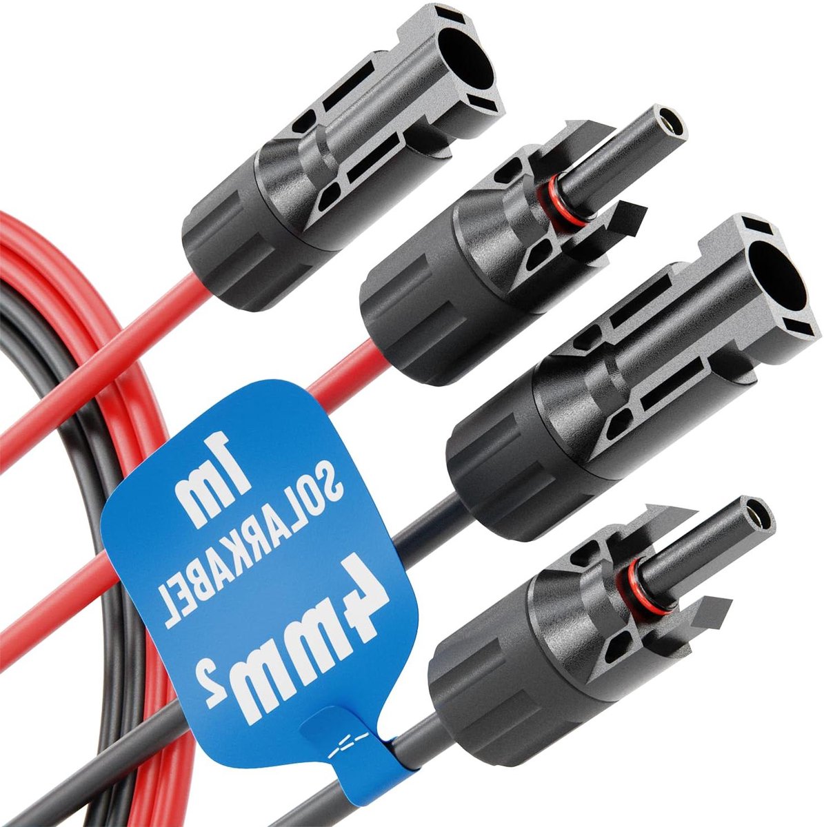 Zonnekabel H1Z2Z2-K - PV kabel Fotovoltaïsche kabel - Zonnepanelen Installeren - UV-bestendig Hoge temperatuur - 4 mm2 2x 1 meter