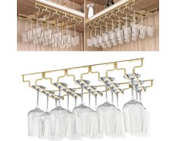 Stainless Steel Hanging Wine Glass Rack for Under Cabinet Sturdy and Durable Stemware Holder 18/22.5/28cm Width Long Stem Glass Storage