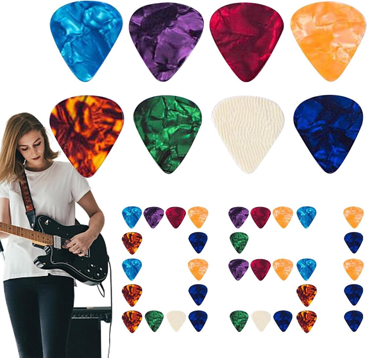 Basgitaar Plectrums - Gitaar Picks - Muziek Maken - Drie Diktes - 120 Stuks - Abstract