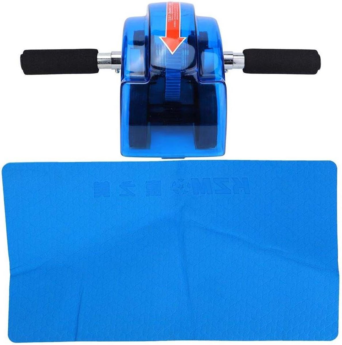 Ab Four Roller Wheel Abd, Abrasifs Abrasifs Muscle Exerciser Home Gym Fitnessapparatuur met uitrusting(blue)