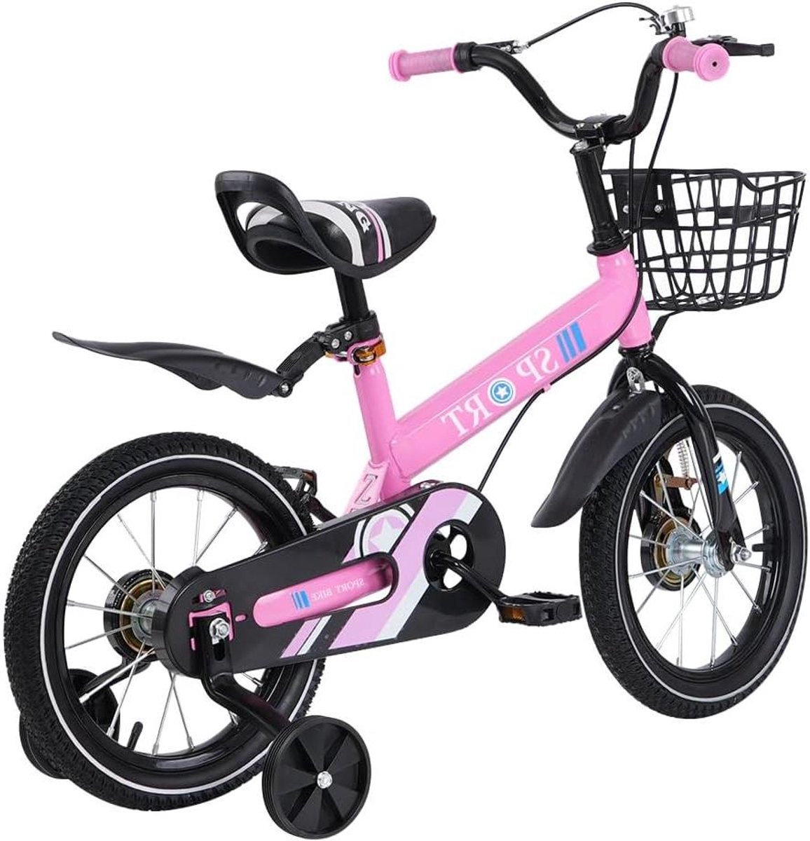 Kinderfiets - Jongensfiets Meisjesfiets - Veilig Leren Fietsen - Dubbele Remmen - 305 cm - Roze