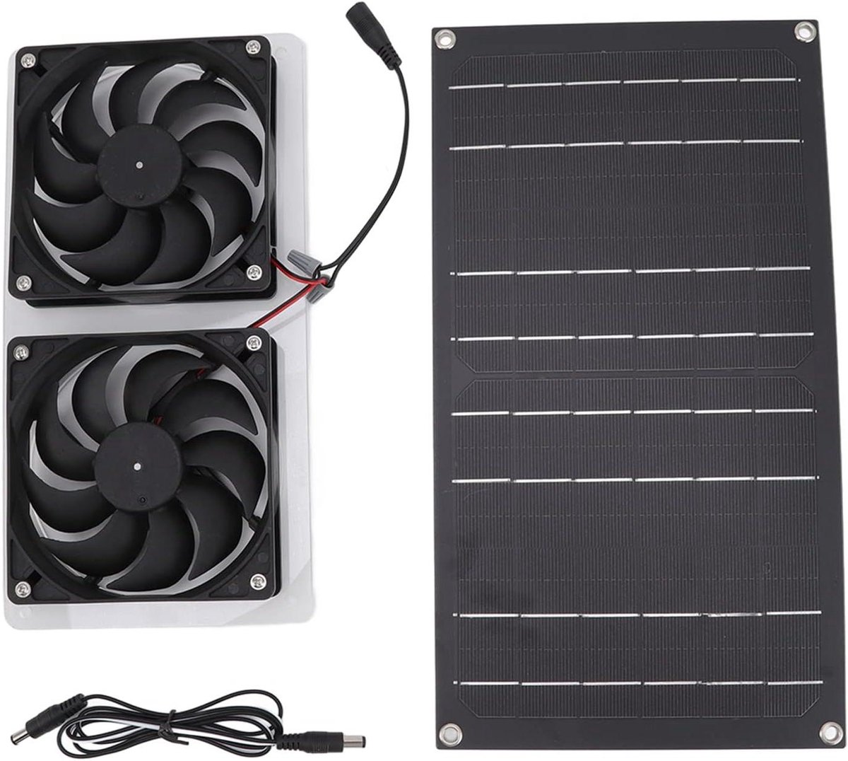 Zonneventilator - Ventilator op zonne-energie - Luchtcirculatie - IP67 waterdicht - 28 x 145 cm - Zwart