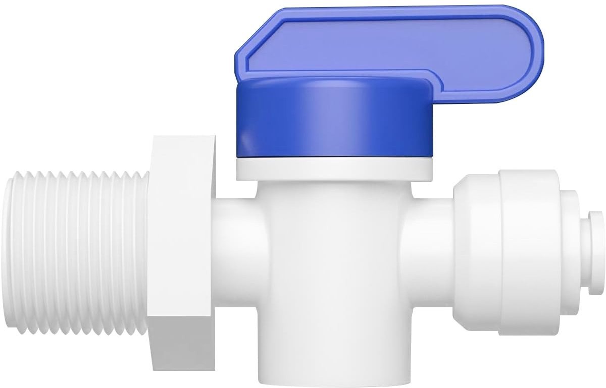 IMstore - RO Water Filter Fitting - Shut-Off Ball Valve - Voor Reverse Osmosis System - Blauw - Quick Connect - Hoogwaardige waterafvoer - Geschikt...