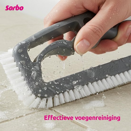 Badkamer Borstel - Voegen Reiniger - Tegels Schoonmaken - Ergonomische Handgreep - Nylon Borstelharen - Grijs — afbeelding 5