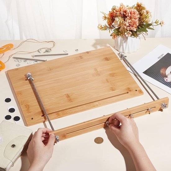 Boekbind Gereedschap - Naai Frame - Handgemaakte Boeken - Stabiel Bamboe Hout - 40x30cm Plaat - Natuurlijk Hout van Merkloos — afbeelding 5