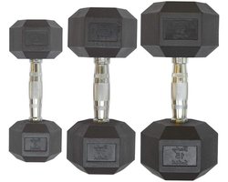 Zeshoekige Dumbbells - Fitness Gewicht - Kracht Training - Rubberen Coating - 10 kg - Zwart
