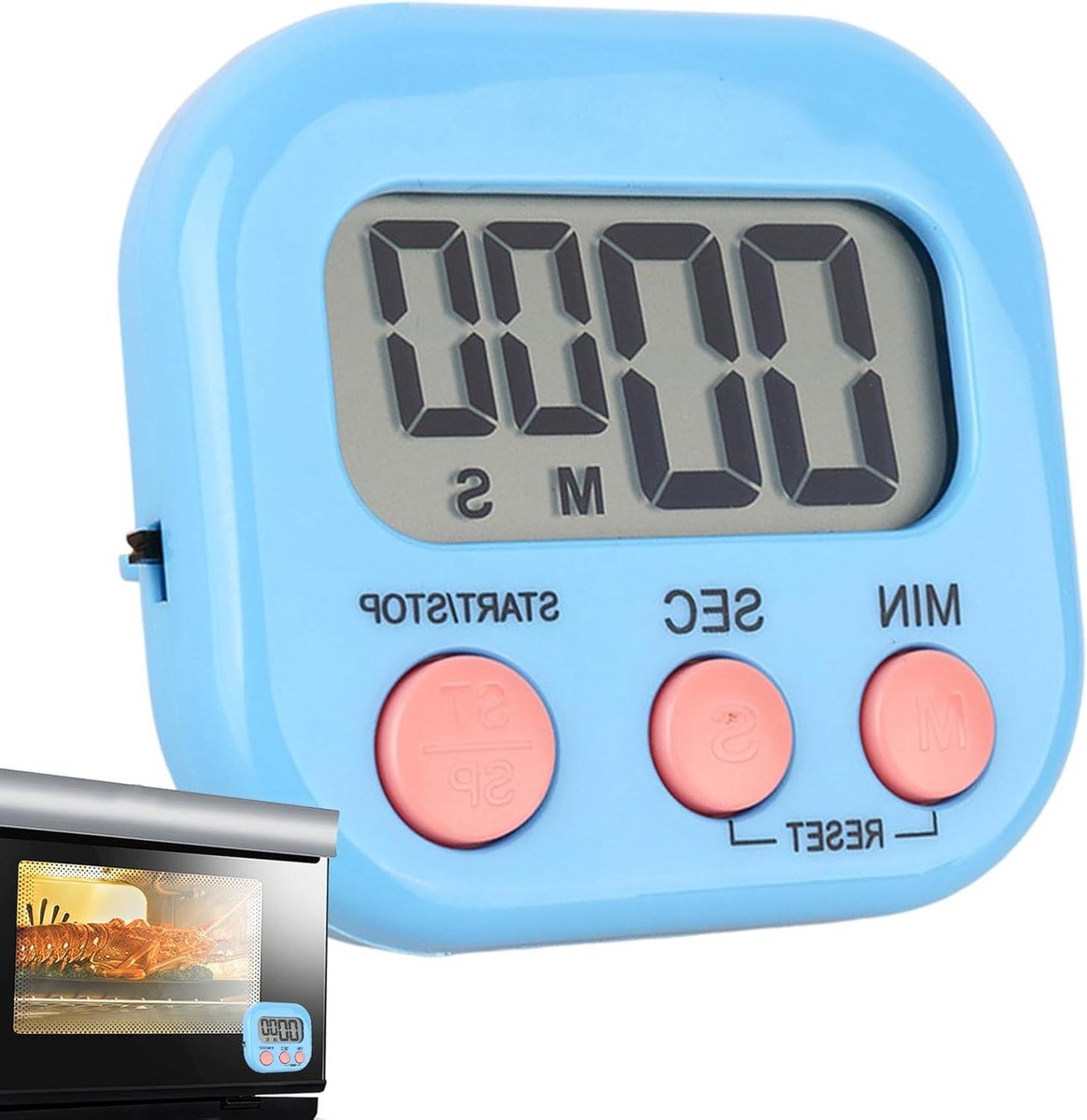 Digitale Kookwekker - Keuken Timer - Tijd Management - Magnetische Beugel - 7x6x2 cm - Blauw