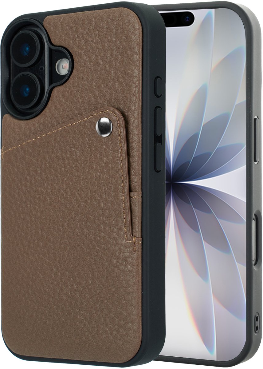Selencia Hoesje - Geschikt voor Apple iPhone 17 - Backcover met Pashouder - Mocha Brown